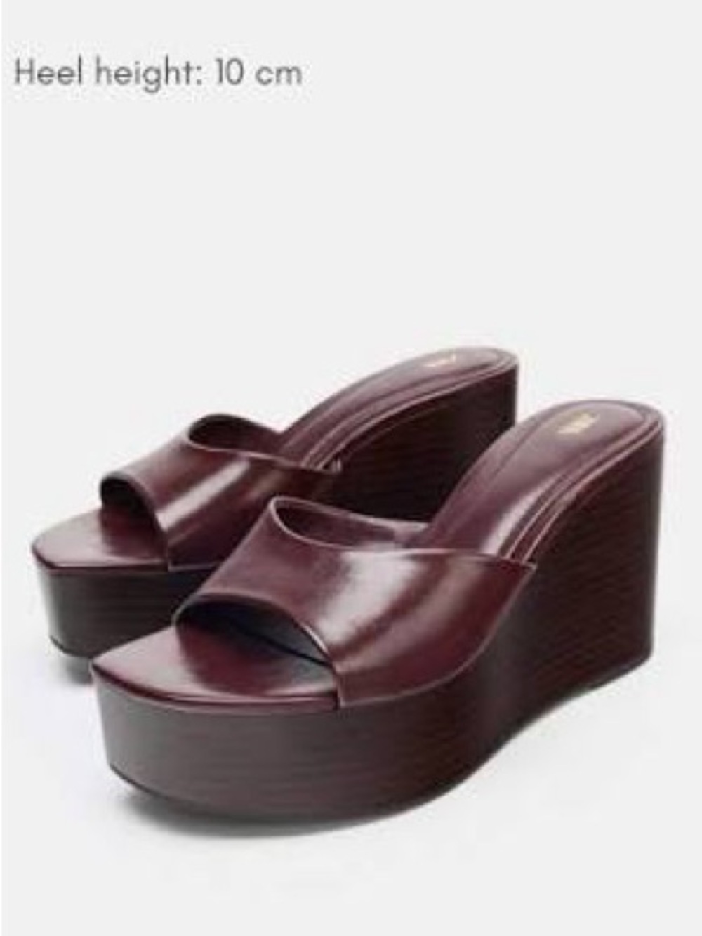 NWT ZARA Women's Burgundy Platform Wedge Sandals